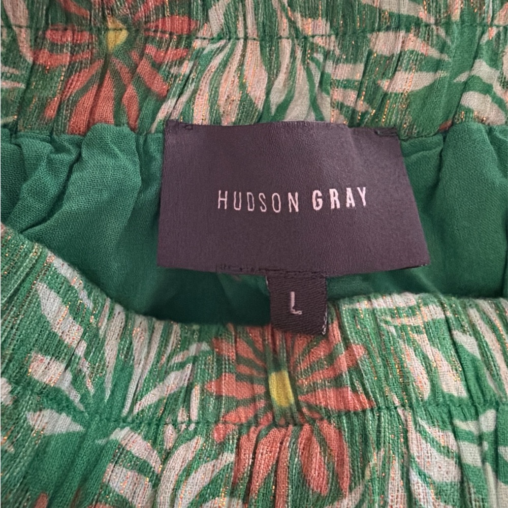 Hudson Gray (Anthropologie) Floral Green and Metallic Shorts - Picture 4 of 5
